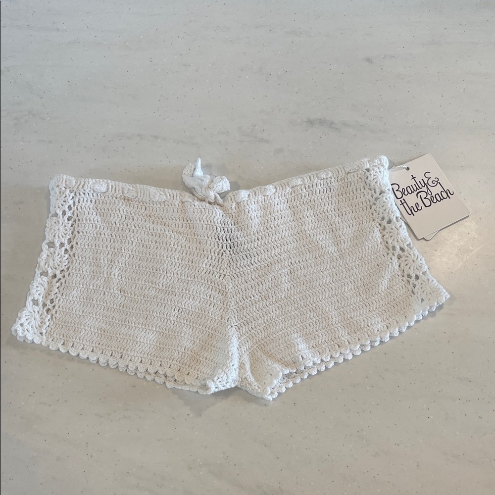 White Crochet Women Shorts